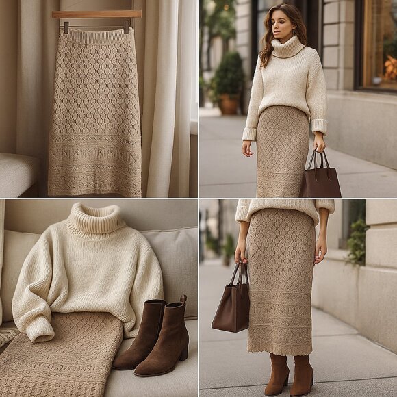 Madden NYC Textured Knit Midi Skirt (XXL) - Picture 3 of 8